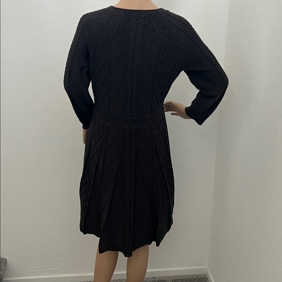 Calvin Klein Women’s Charcoal Gray Long Sleeve Patterned Sweater Dress - Size L - Picture 2 of 10